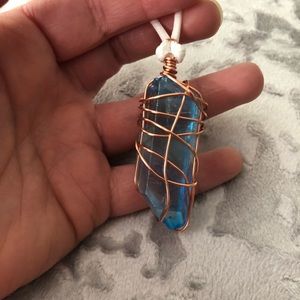 Aqua aura wrapped crystal